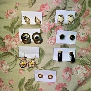 Assorted Gold Colored Vintage Earrings Bundle
